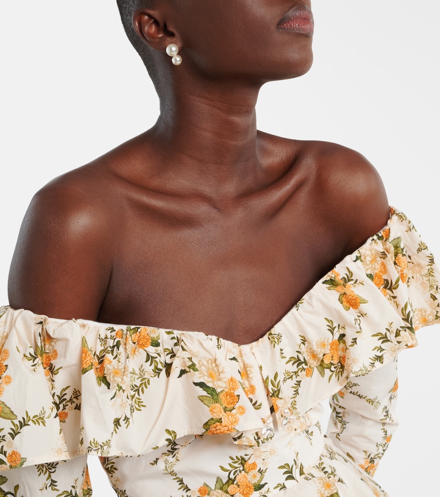 Verso off-shoulder floral cotton minidress