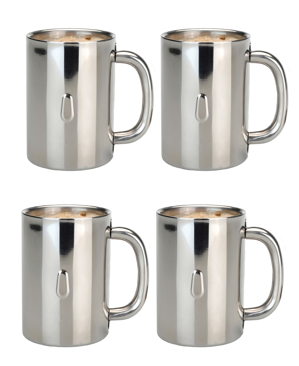 Straight Stainless Steel 4-Pc. Coffee Mug Set - Stainless Steel