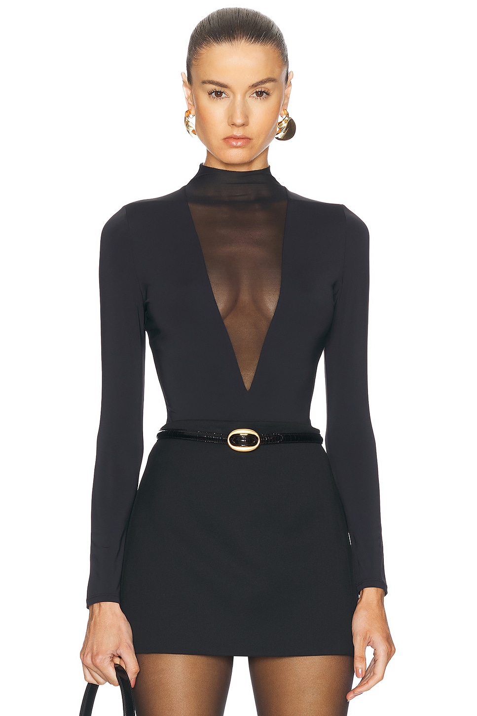 SEROYA Jackie Mesh Bodysuit in Black - Black. XL also in XS, S