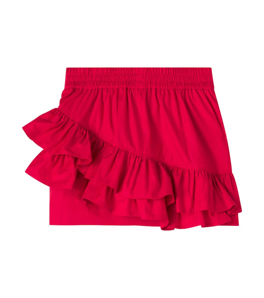Ruffled cotton-blend skirt