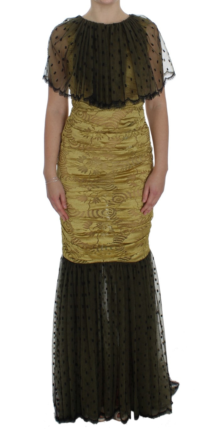 Floral Lace Ricamo Gown — Yellow
