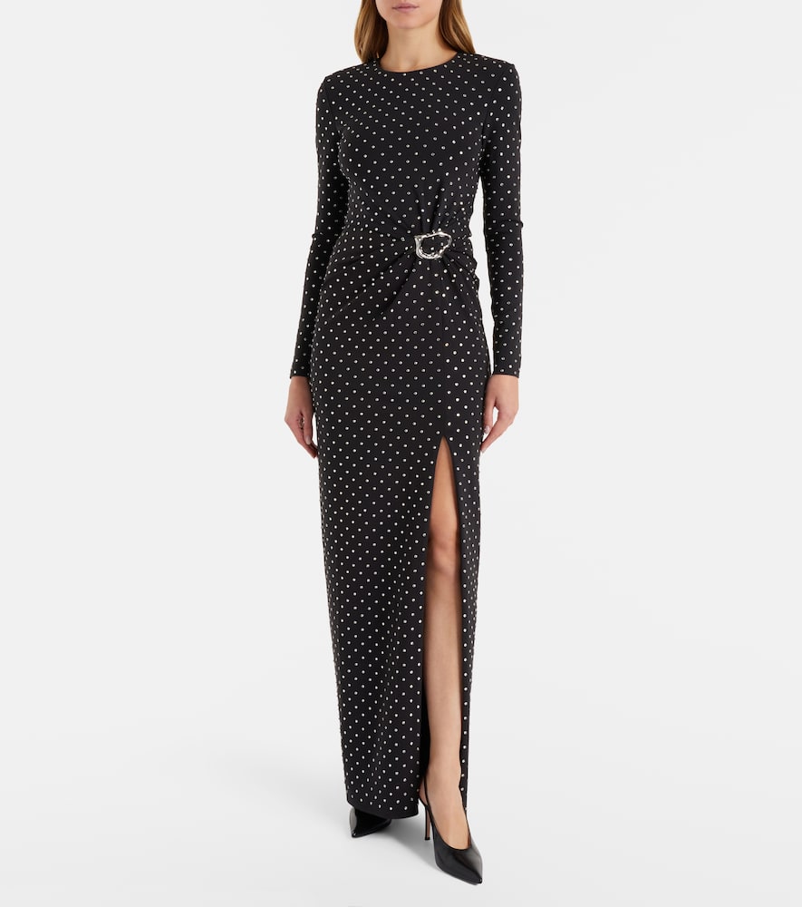 Embellished gathered jersey gown