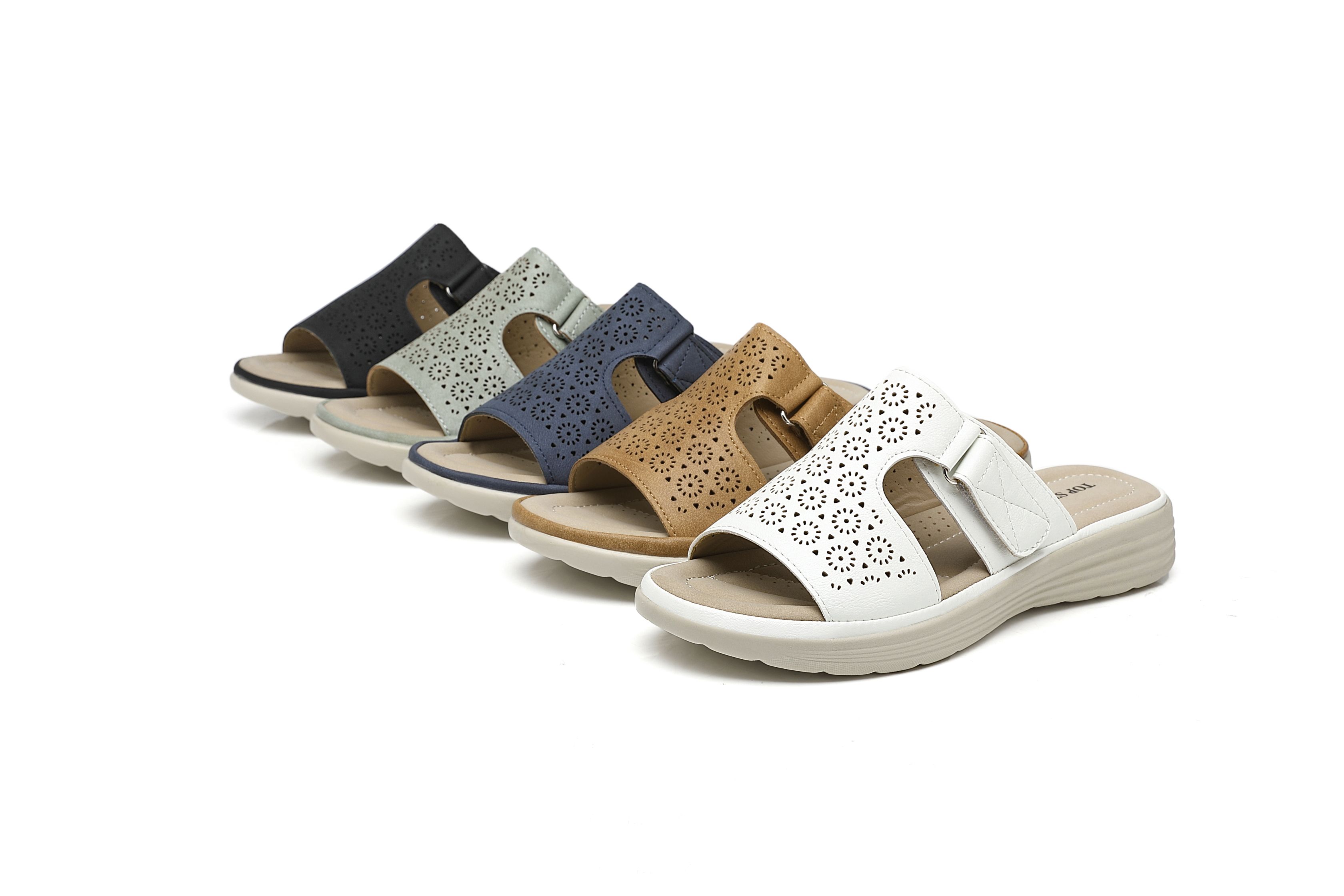 Ivachy Bohemian Style Perforated Lightweight Mule Slippers Slide Sandals In White