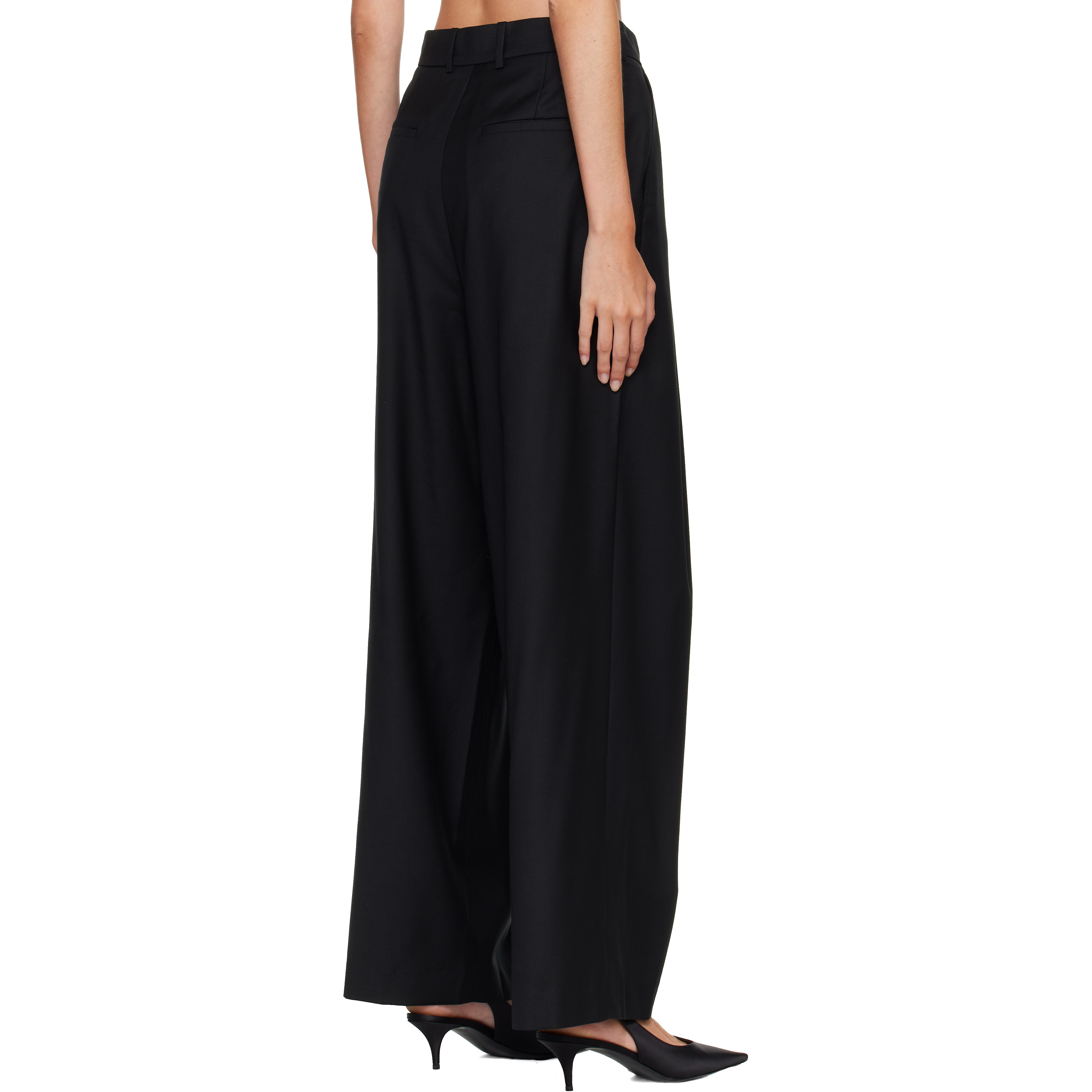 Black Orielle Wool Wide Tapered Trousers