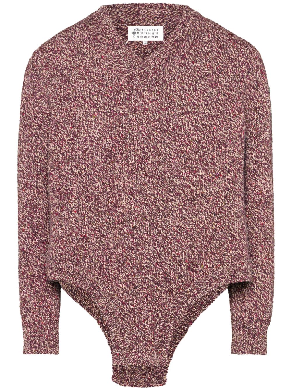 Mélange wool-blend bodysuit - Red