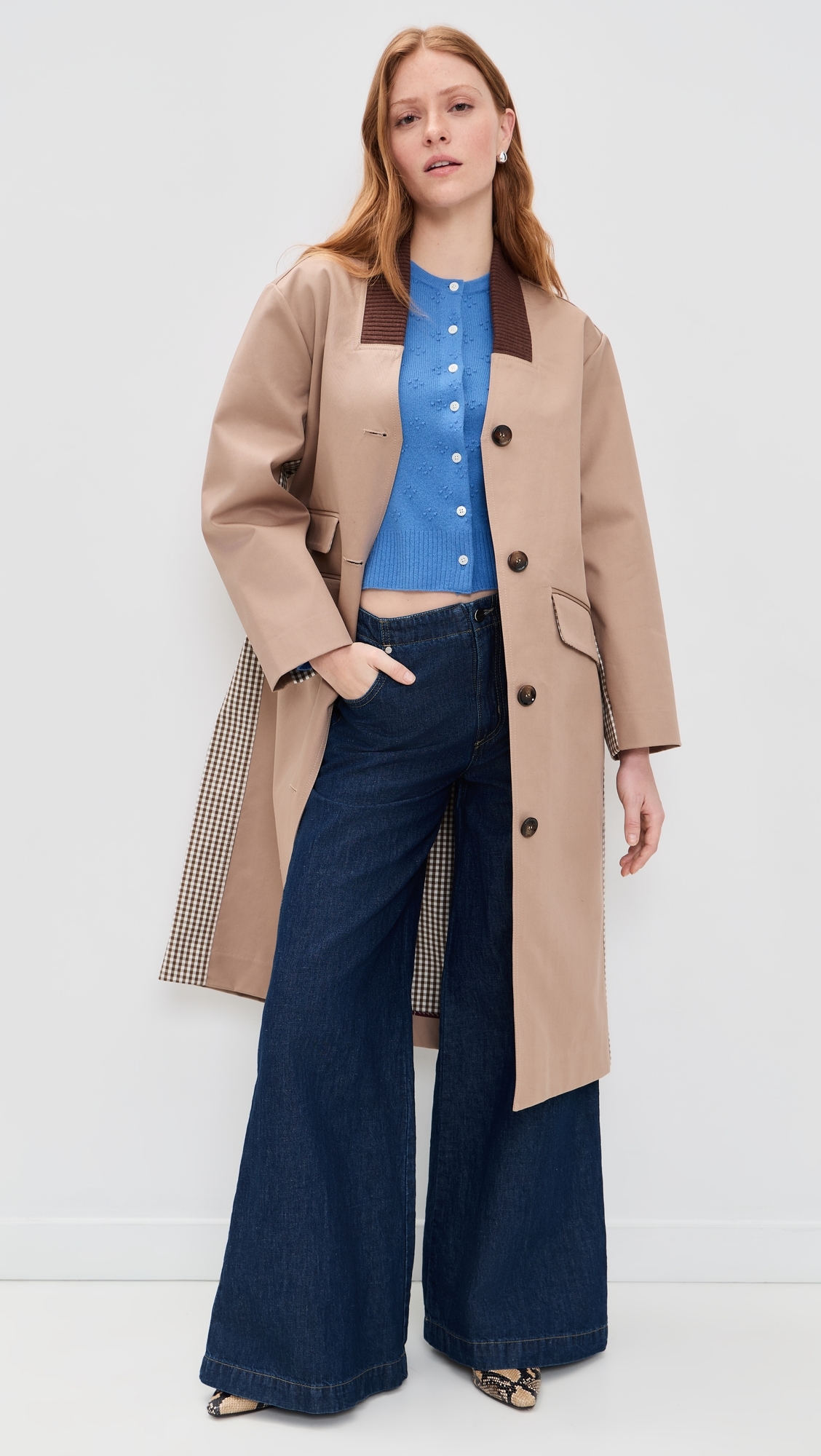 Dagny Check Coat Portabella Camel Check