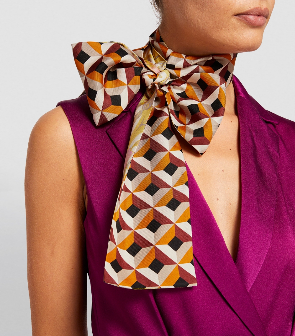 Silk Patterned Skinny Scarf