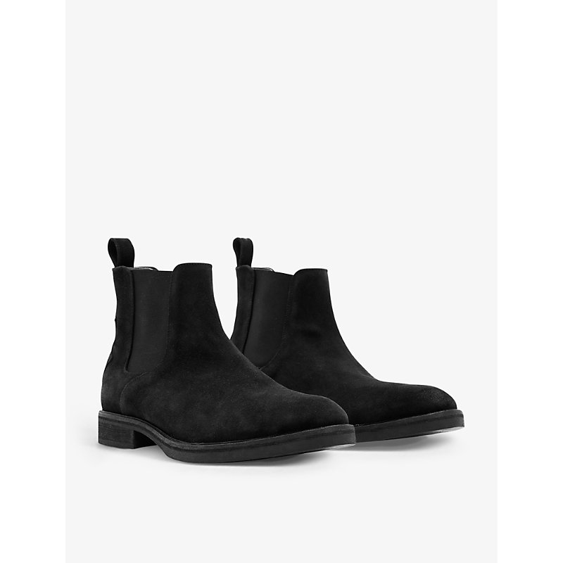 Mens Black Creed Brand-embossed Suede Chelsea Boots
