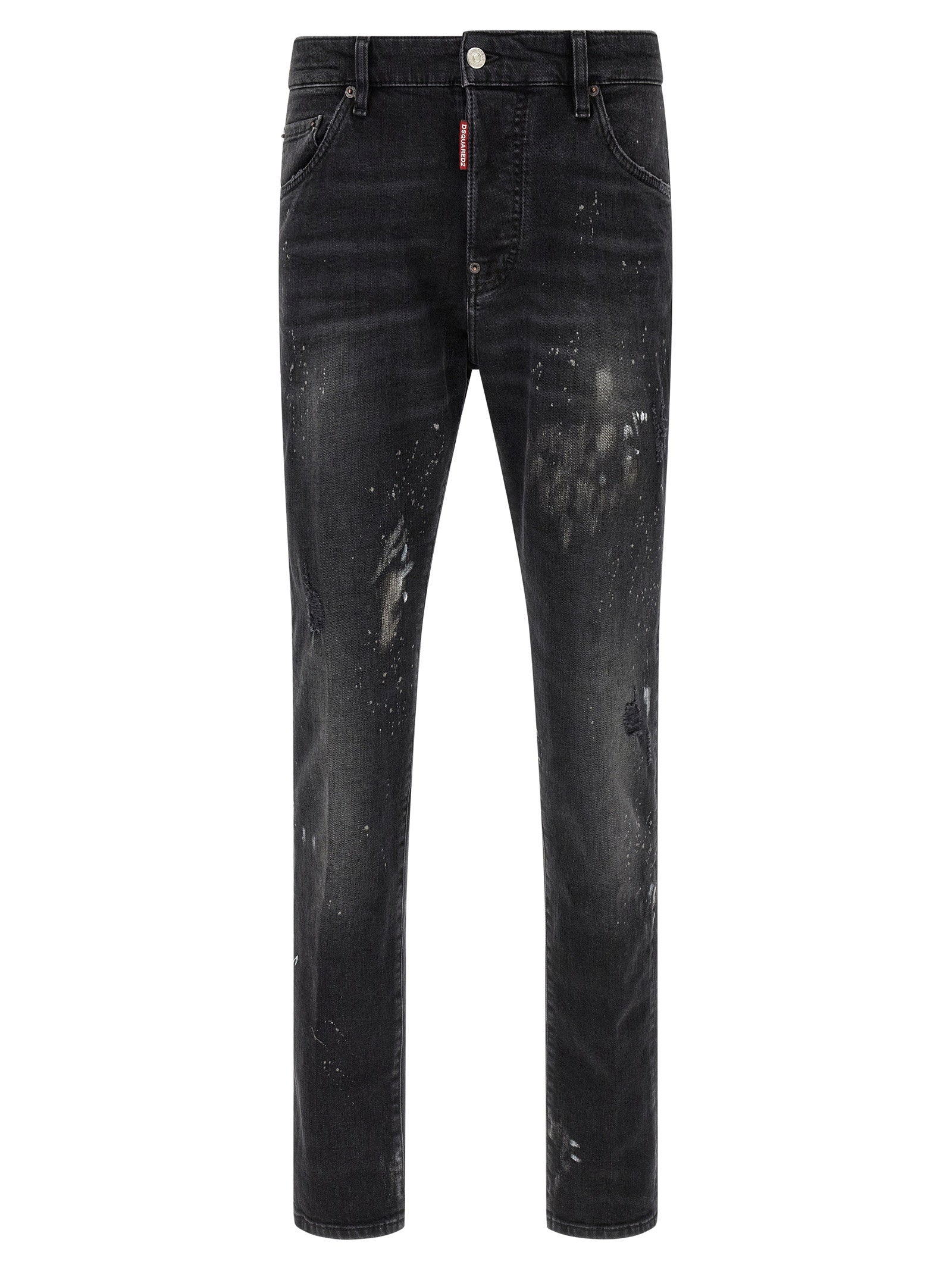 Splatter Paint Distressed Jeans — Black