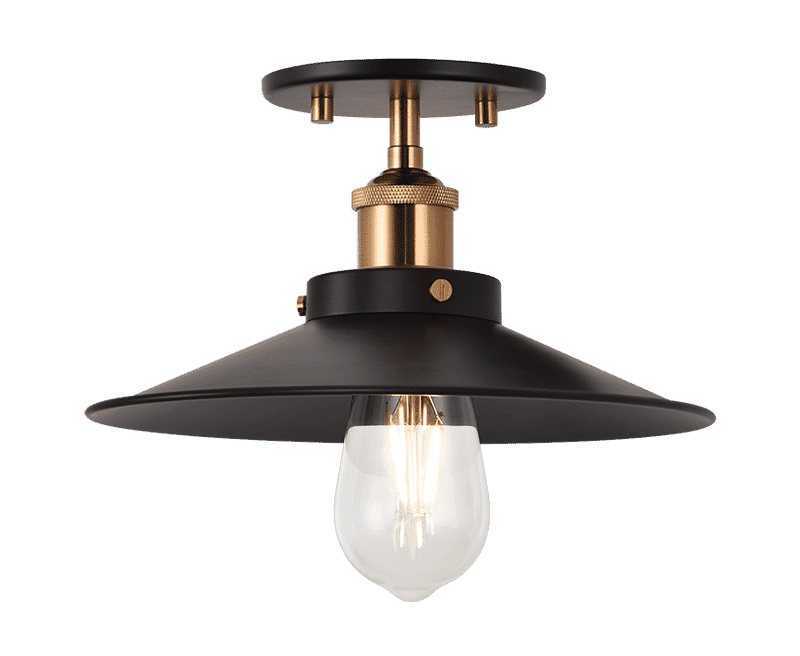 Aged Gold Brass One Light Flush Mount from the Bulstrode'S Workshop Collection