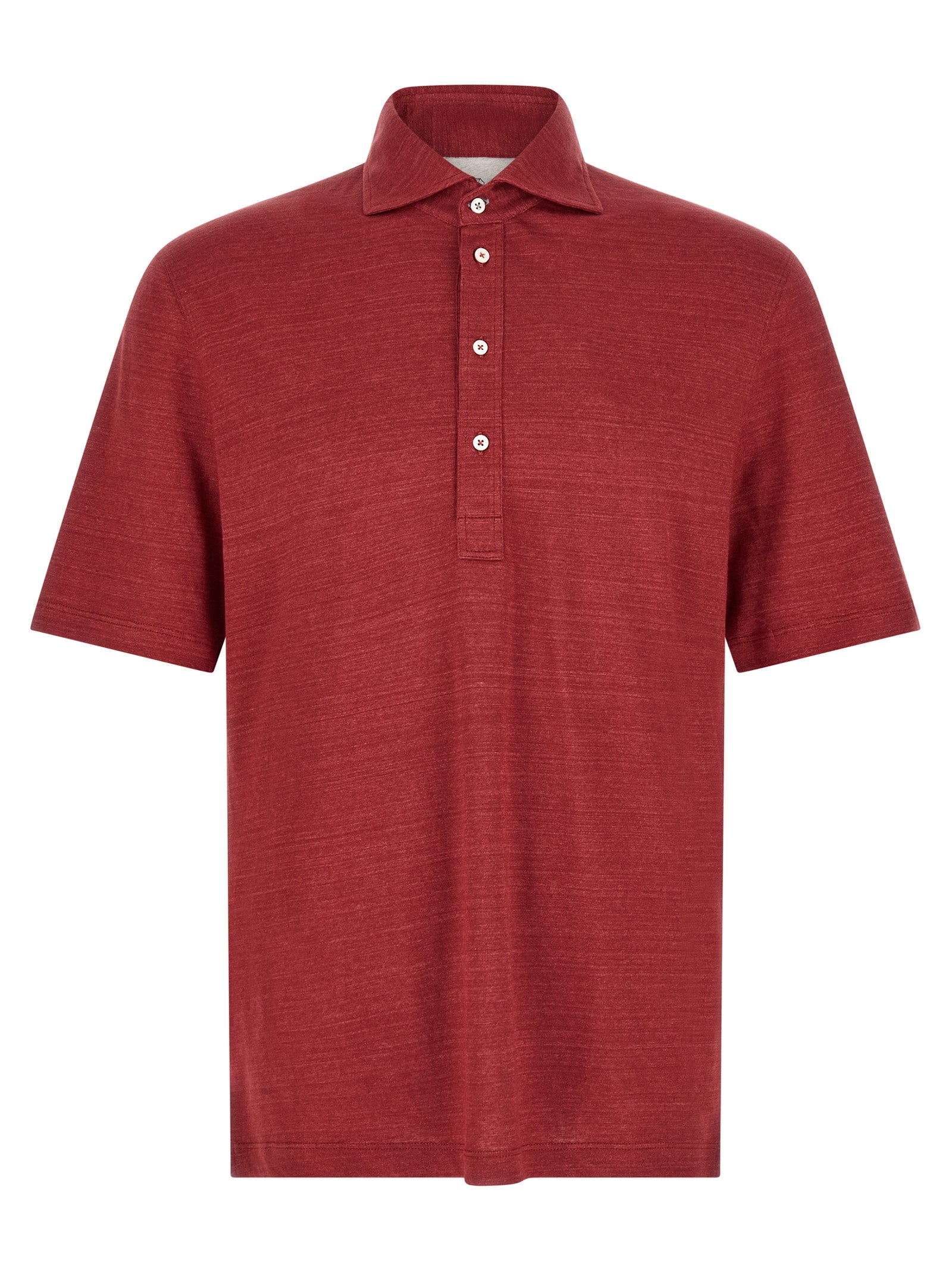 Linen-Cotton Jersey Polo Shirt — Red