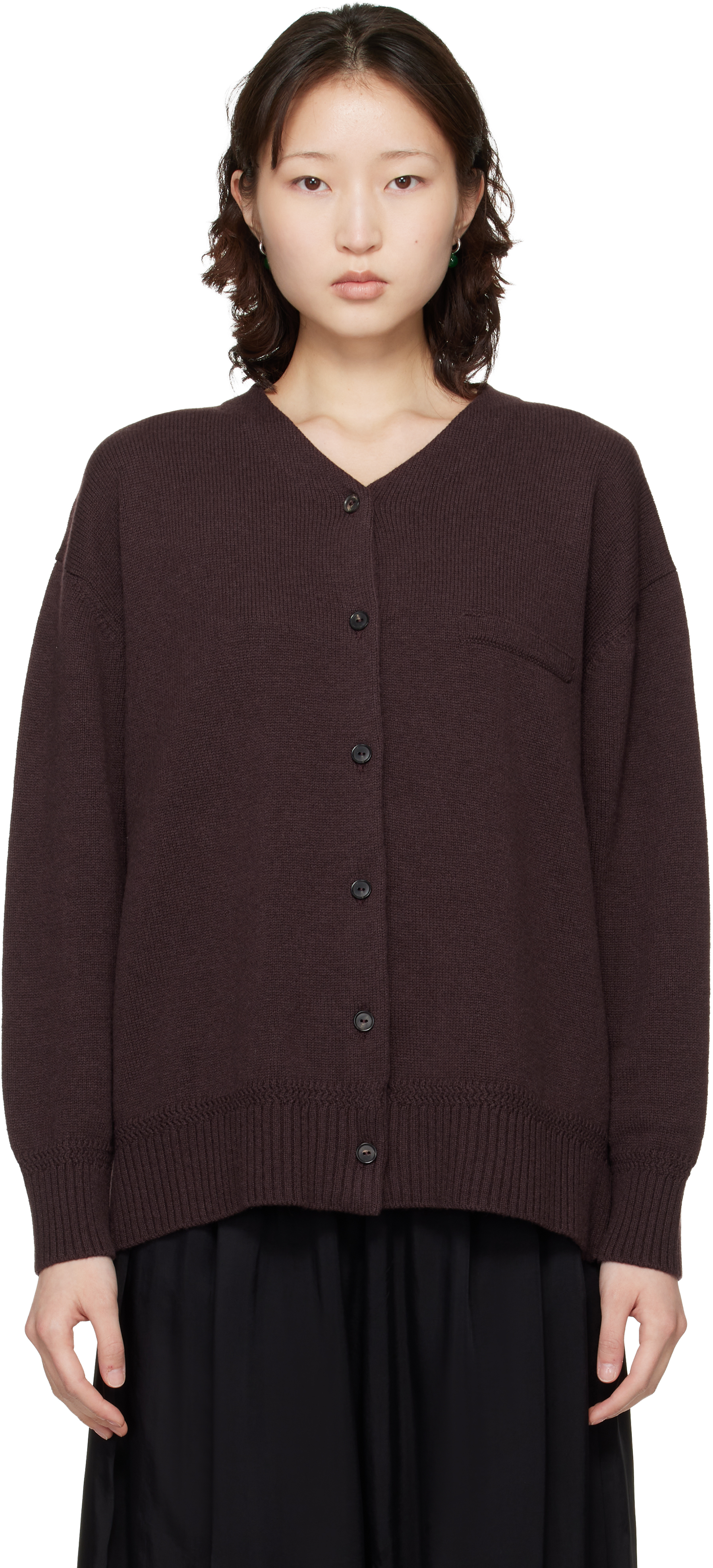 Burgundy Merino Wool Cardigan