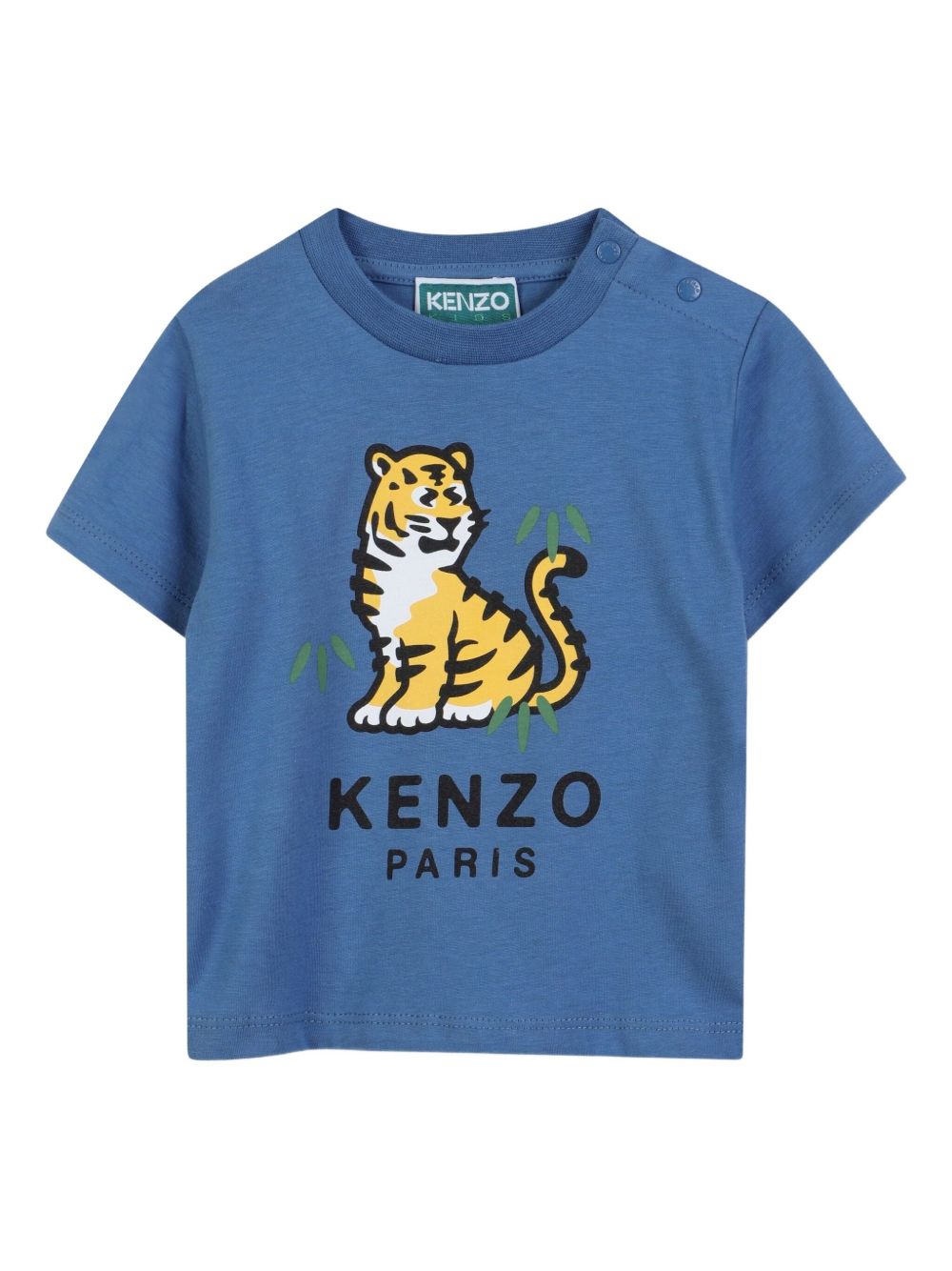 Tiger-print short-sleeve T-shirt - Blue