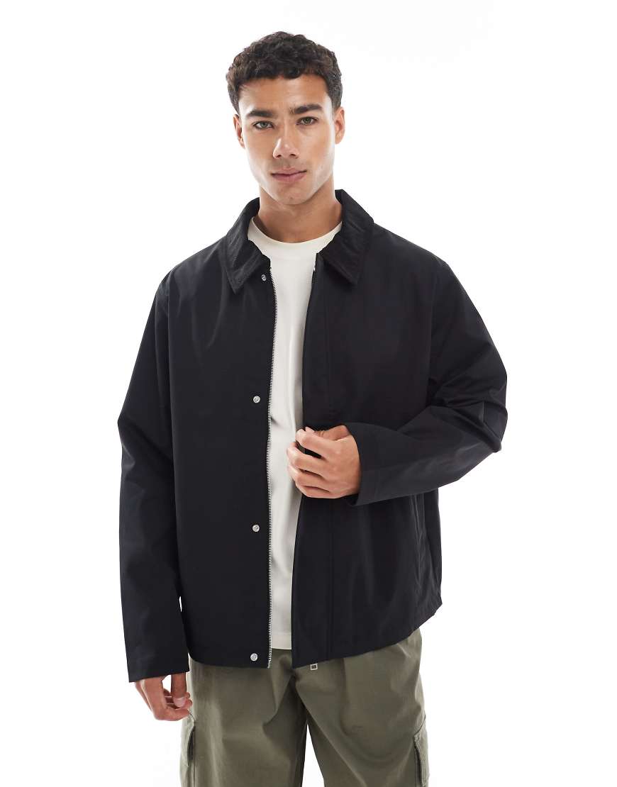 Harrington jacket with cord collar in black