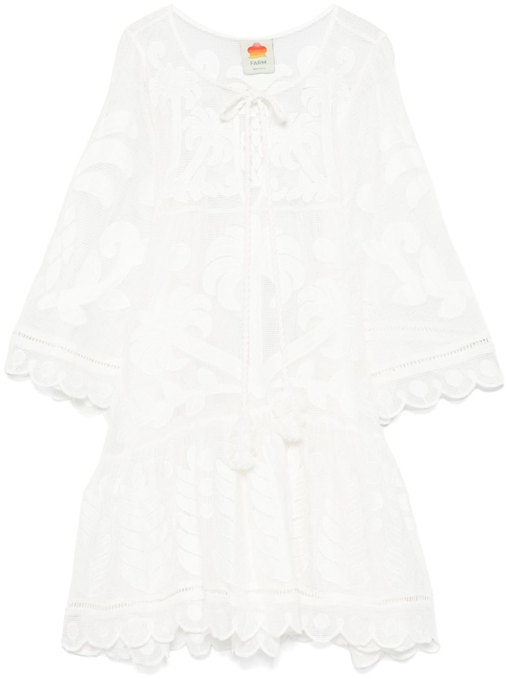 Motif-embroidered mini dress - White