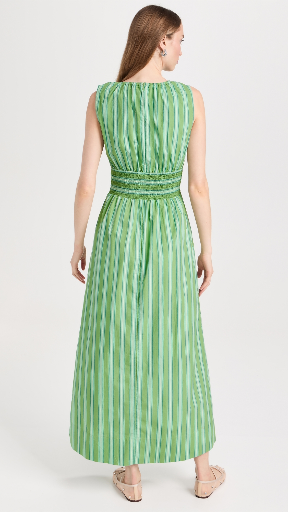 Cira Maxi Dress Akaia Stripe- Green XS