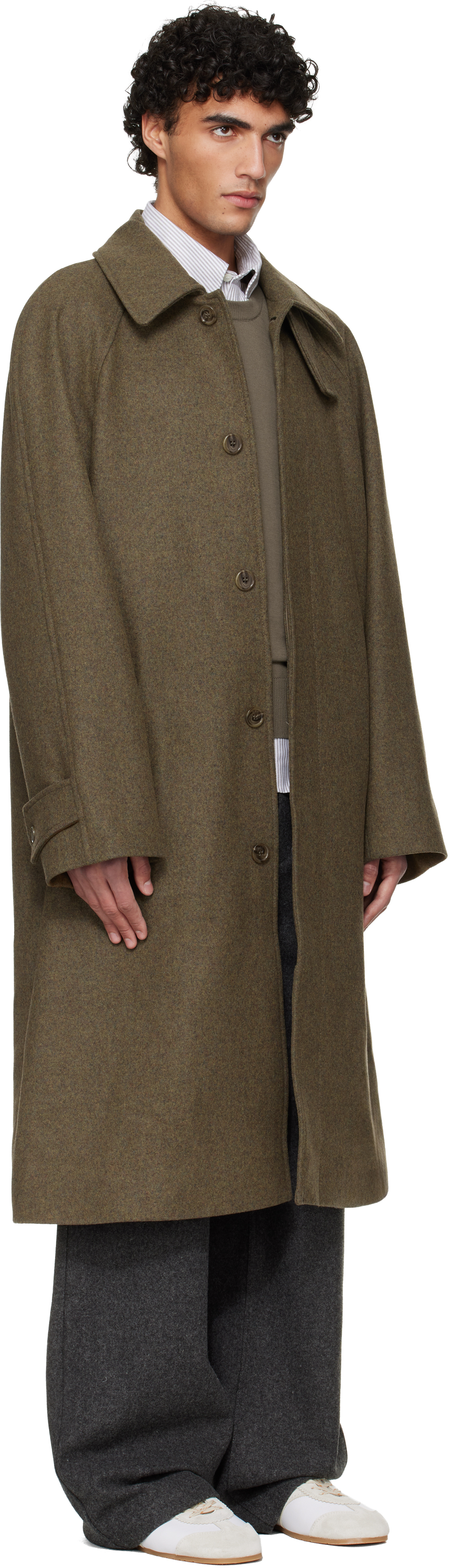 Khaki Raglan Sleeve Coat