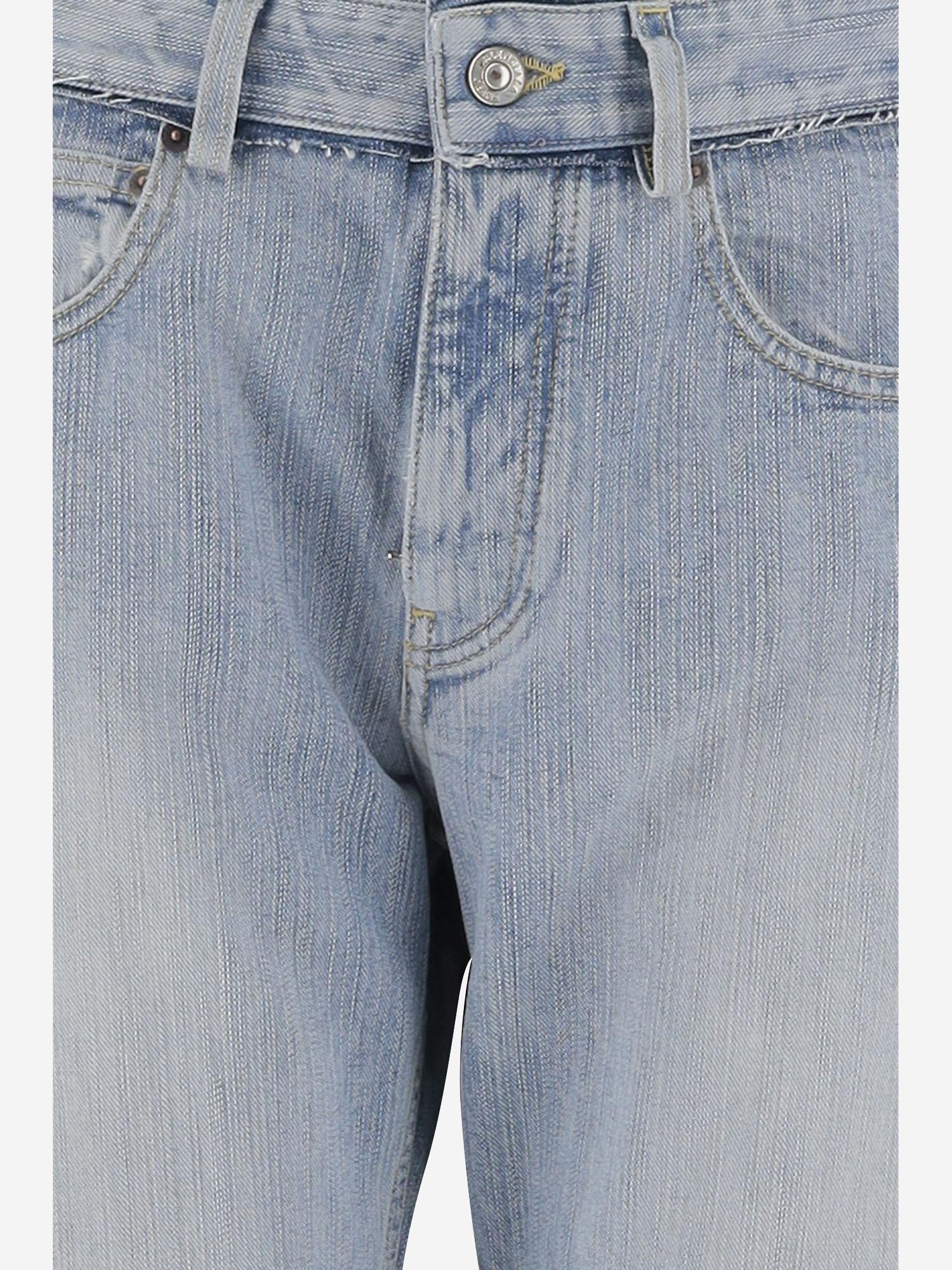 Low-Waist Cotton Denim Jeans — Blue