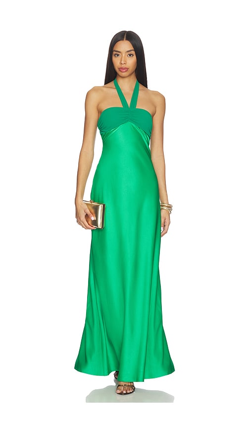 Runaway The Label Marilla Ruched Halter Maxi Dress in Emerald. XS also in