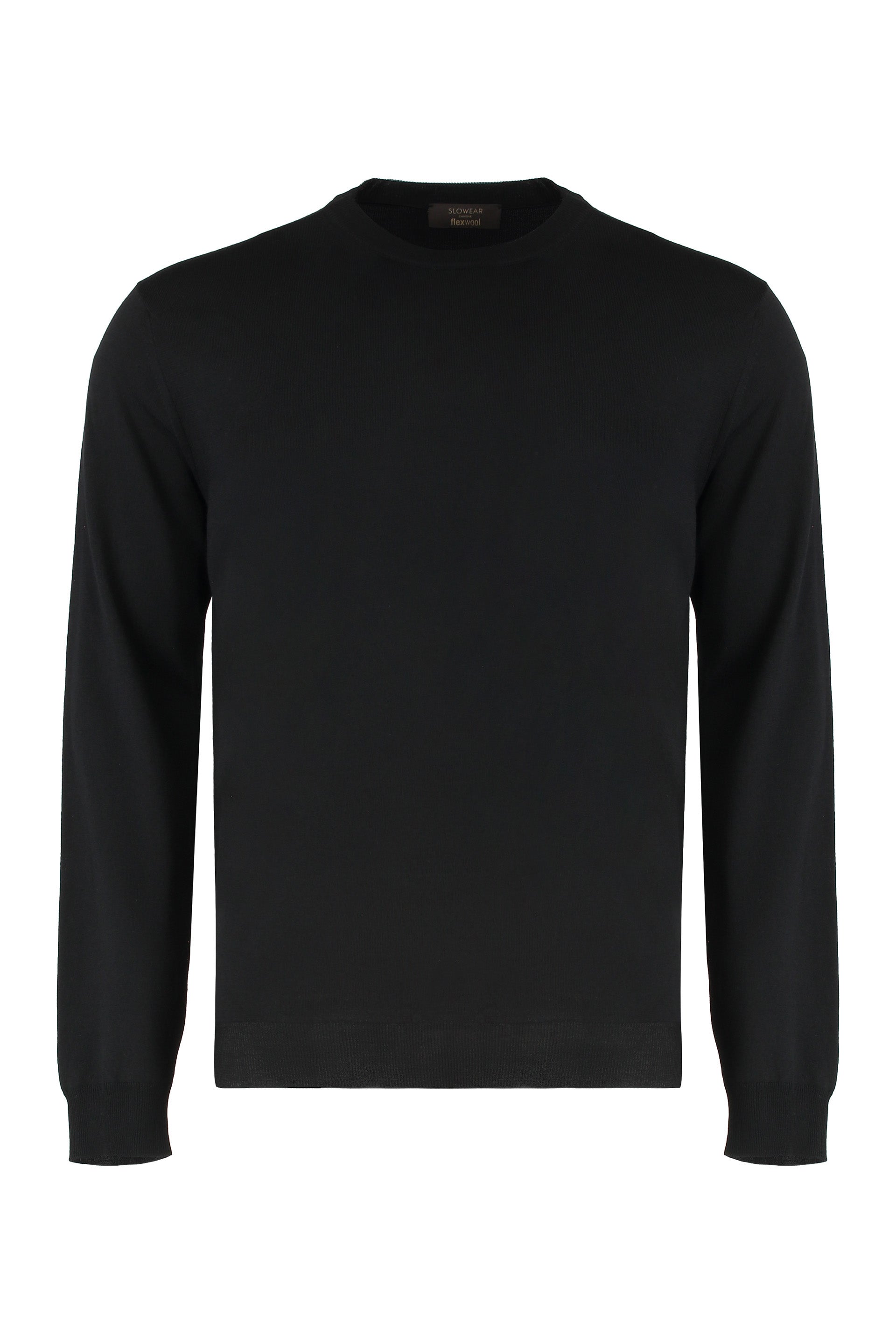 Men's Round-Neck Wool Sweater with Long Sleeves
