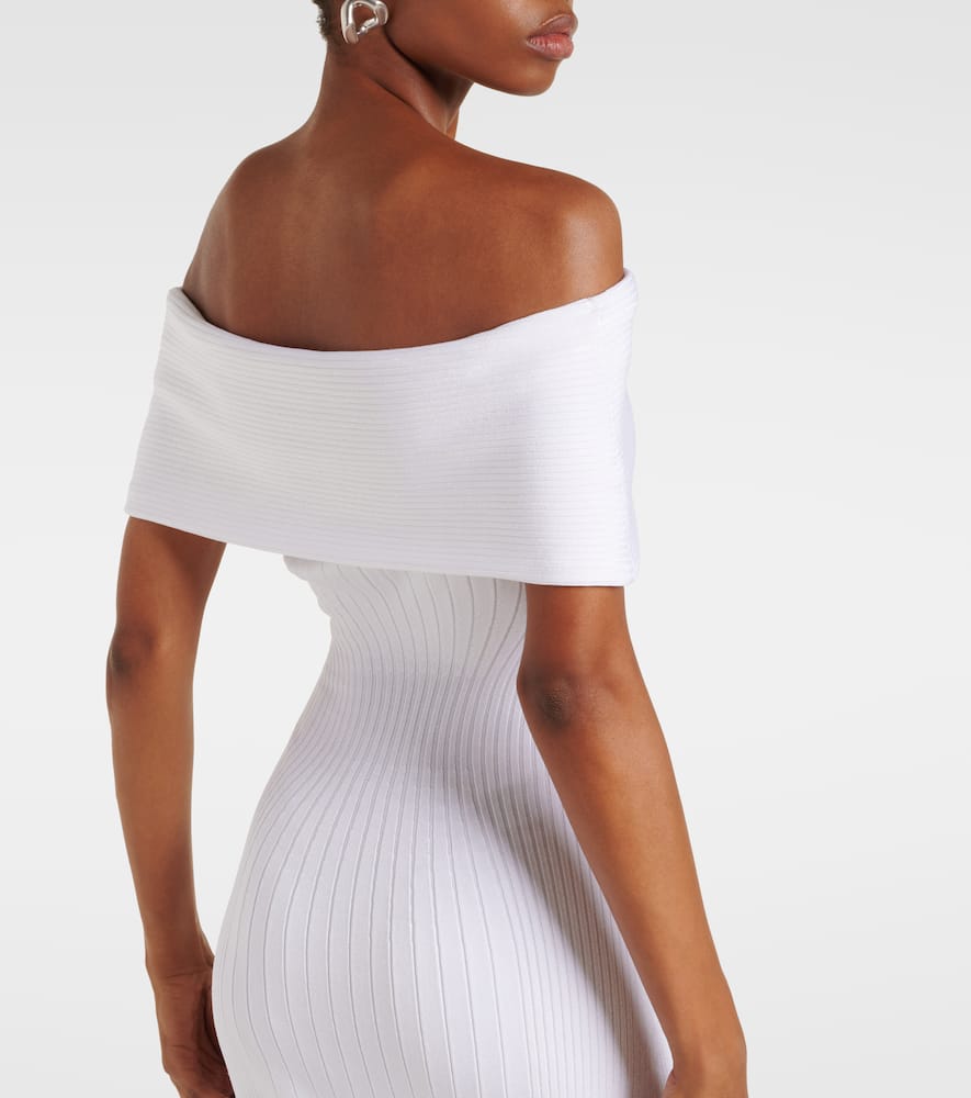 mugler ribbed dress Mugler Ribbed Midi Dress | White