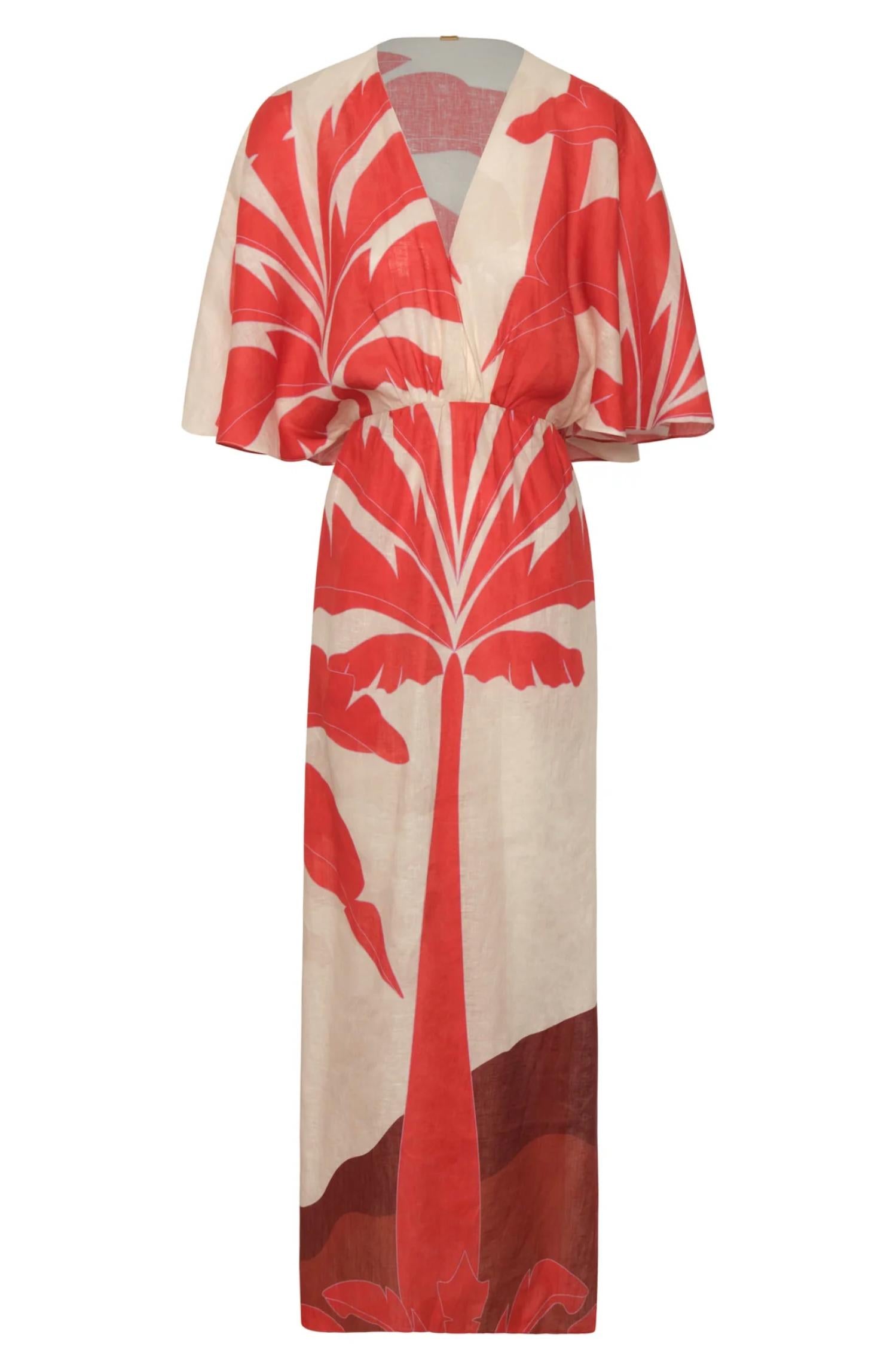 Women's Topacio Midi Tunic Dress In Orange Palms