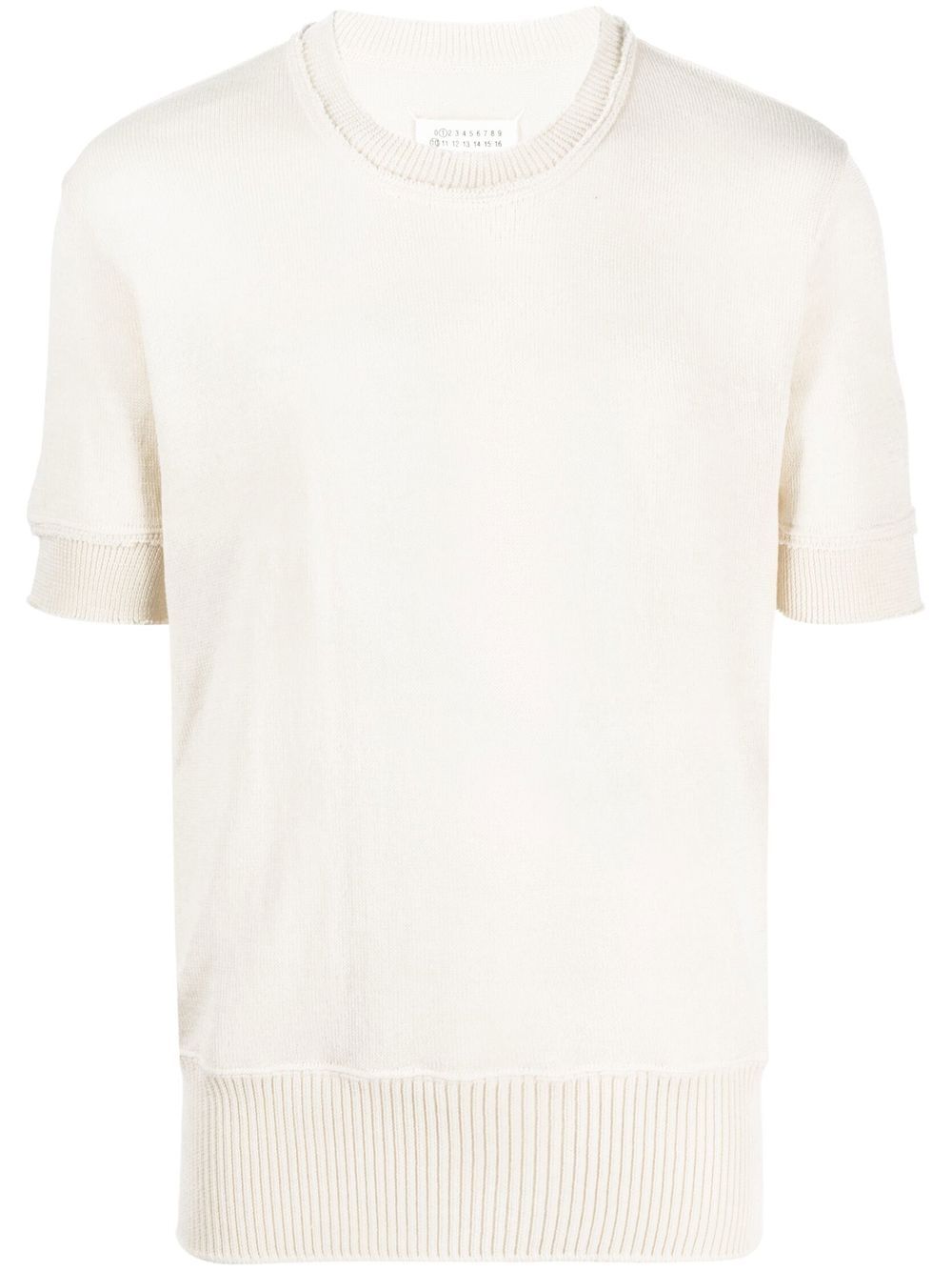 Ripped-edge knitted T-shirt - Neutrals