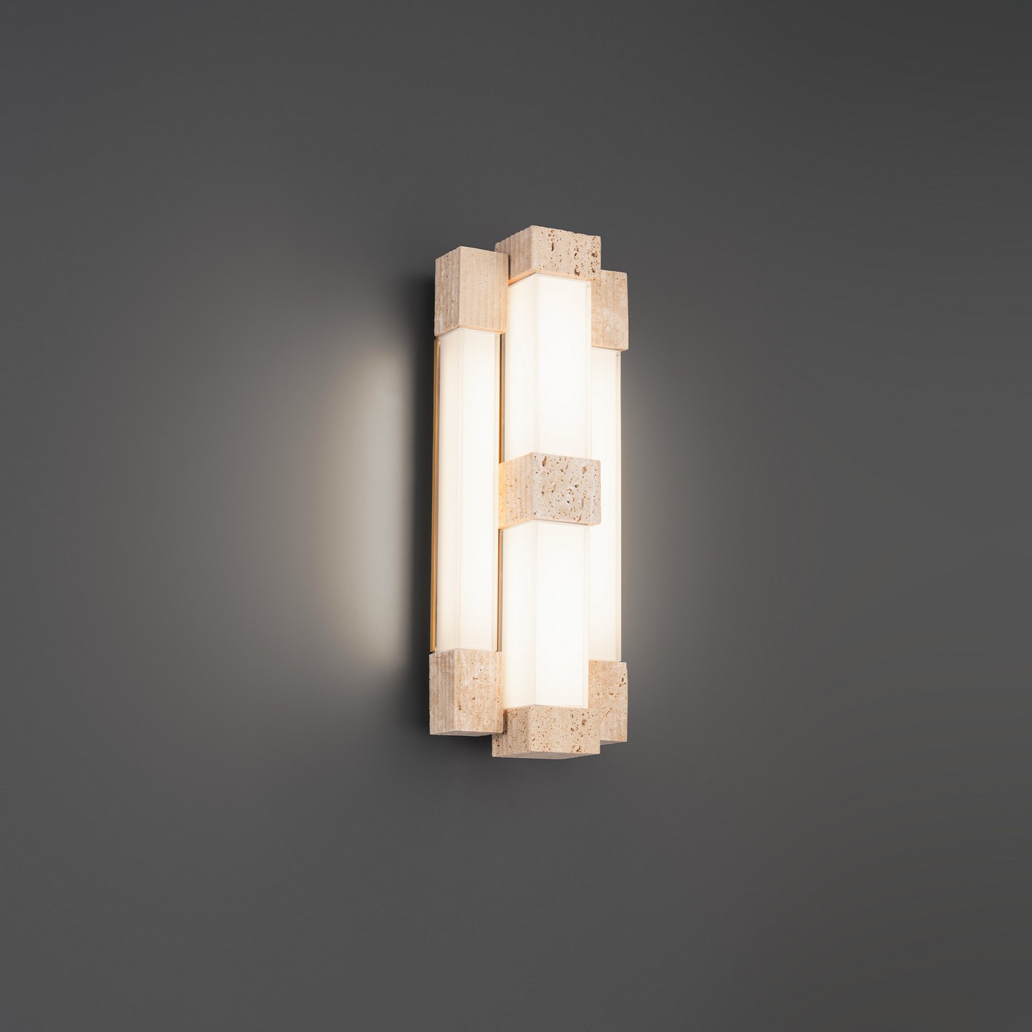 Beige Travertine Aged Brass LED Wall Sconce from the Conan Collection