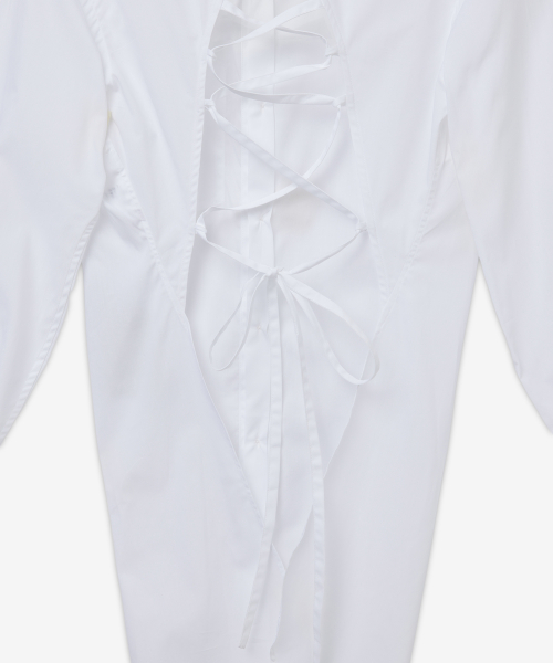 Lace-Up Back Button-Up Dress