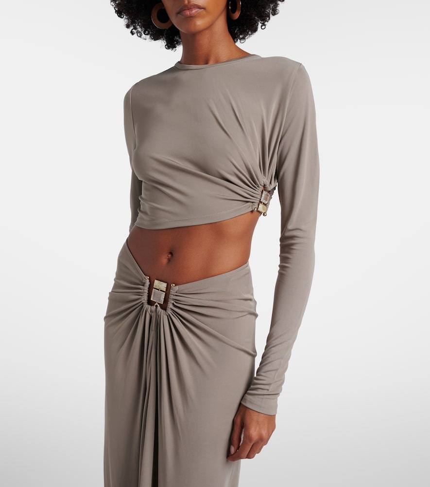 Bezel Quartz asymmetric jersey crop top