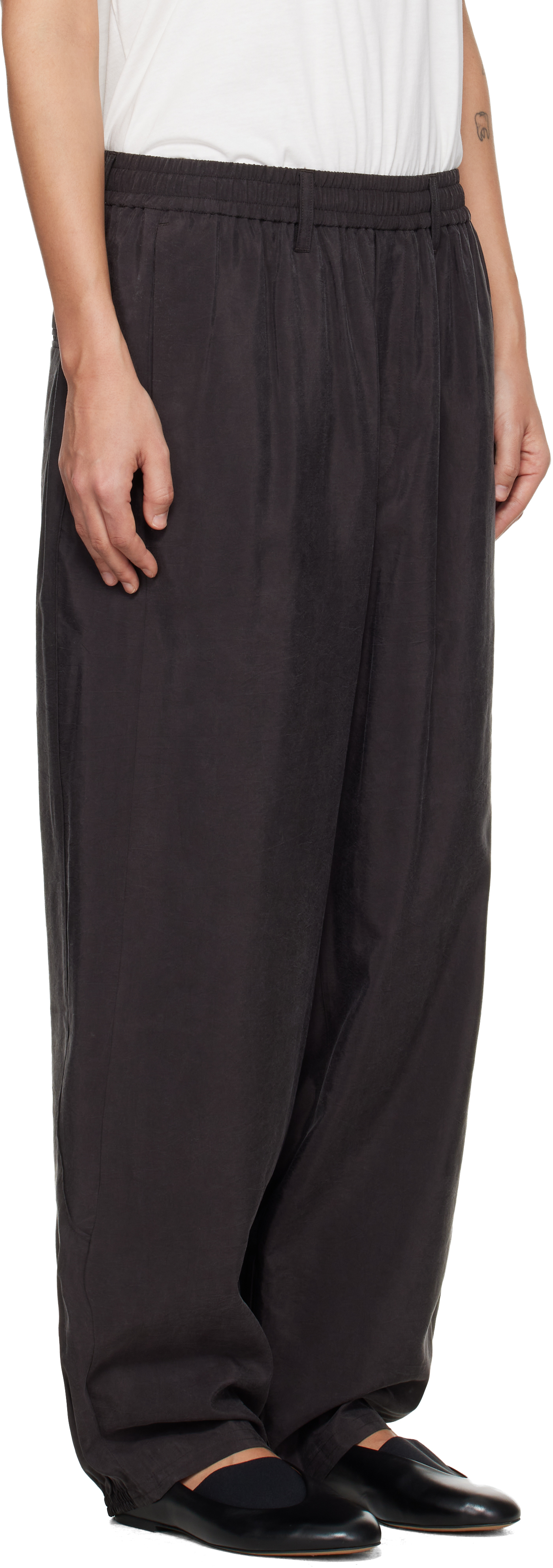 Brown Silk Nylon Track Trousers