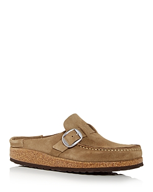 Buckle-fastened suede mules - Neutrals