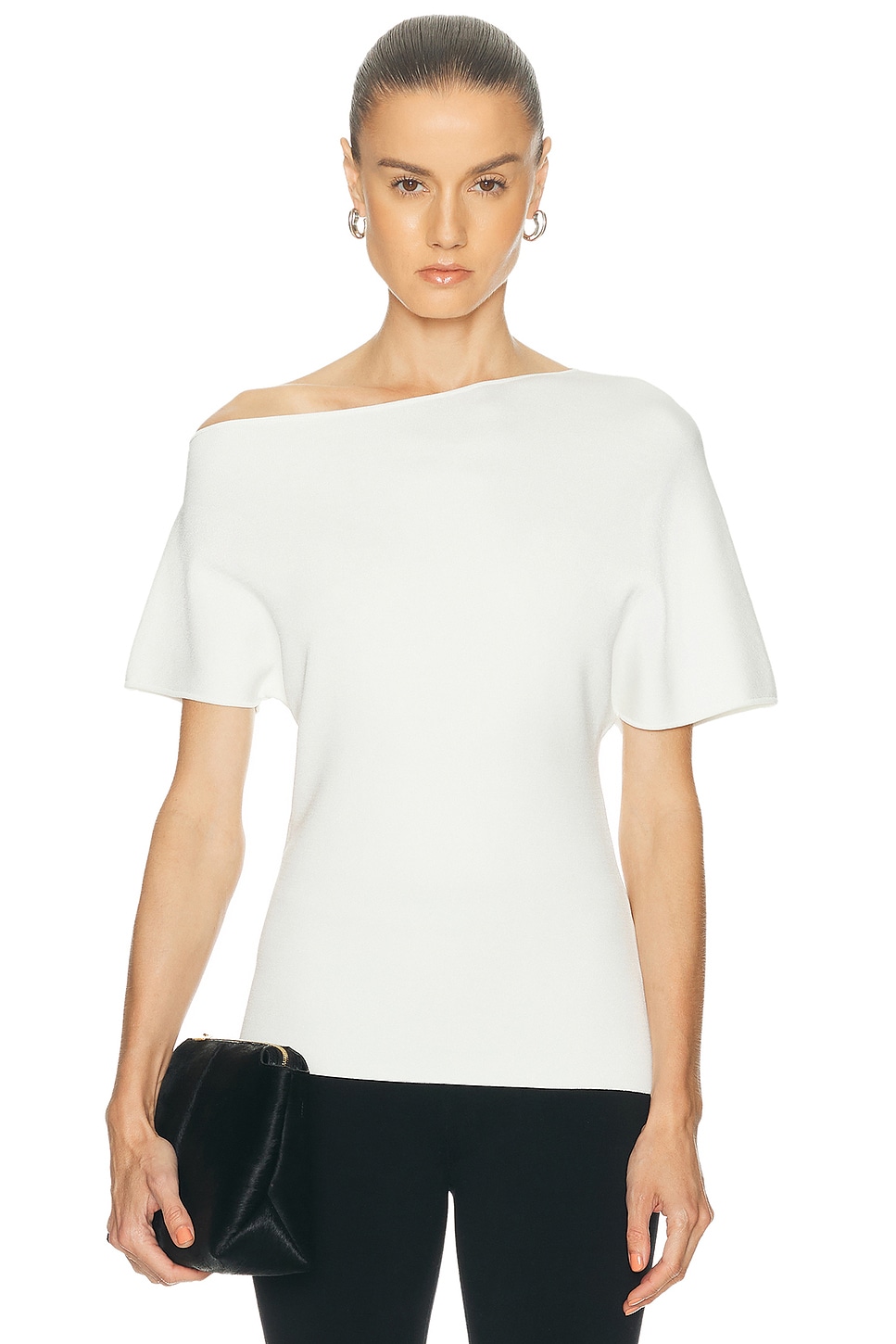 Rohe Asymmetrical Punto Milano Knitted Top in Off White - White. 40 also