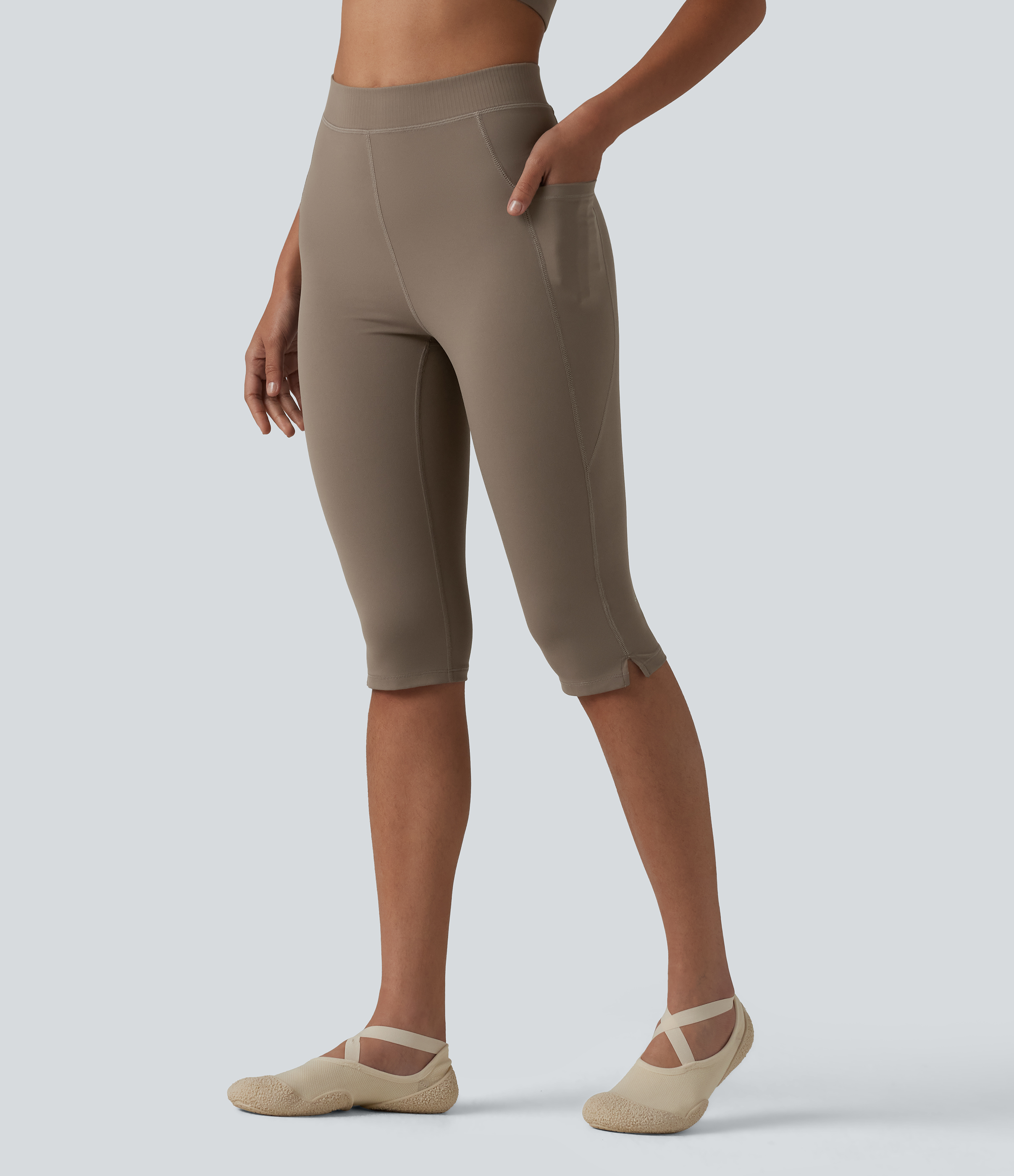 Halara Halara UltraSculpt™ High Waisted Pedal Pusher Yoga Leggings with Pockets - Dawn Brown