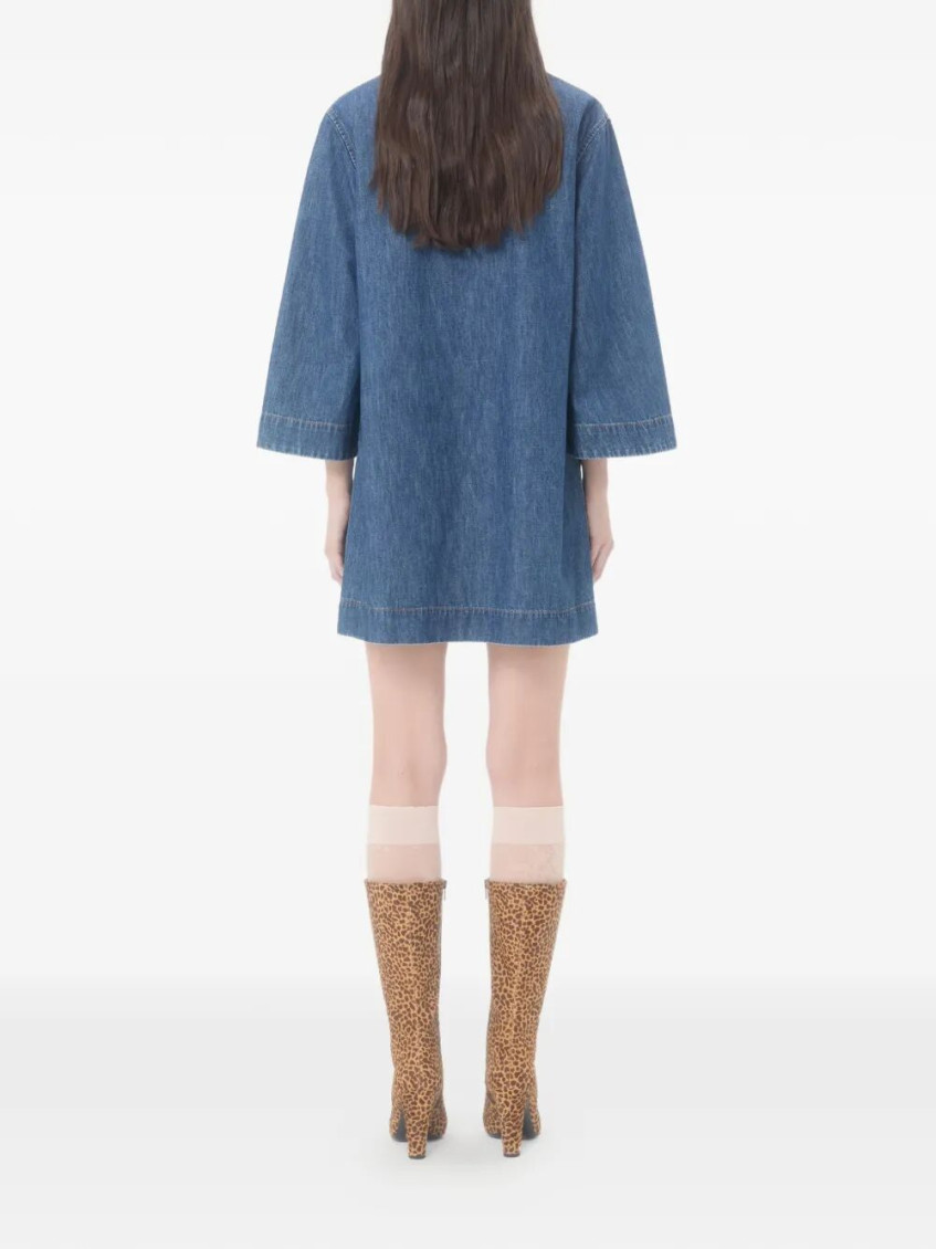 V-Neck Denim Minidress