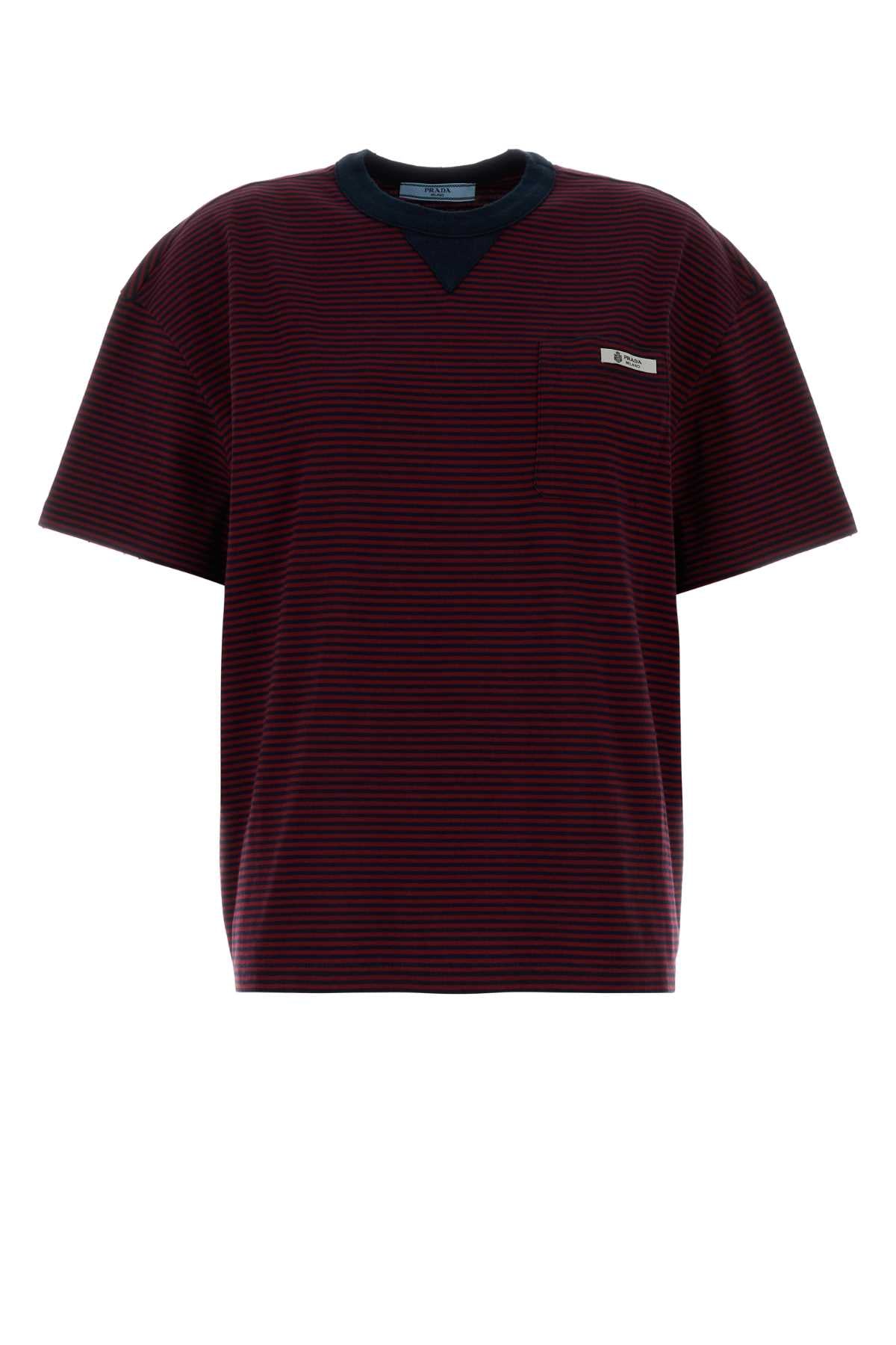 Striped Cotton T-Shirt — Burgundy