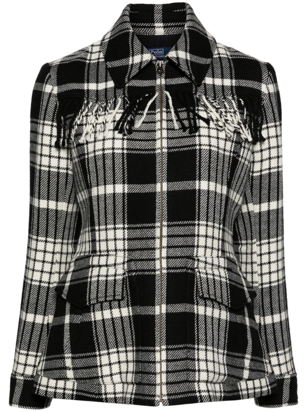 Fringe-trim wool jacket - Black