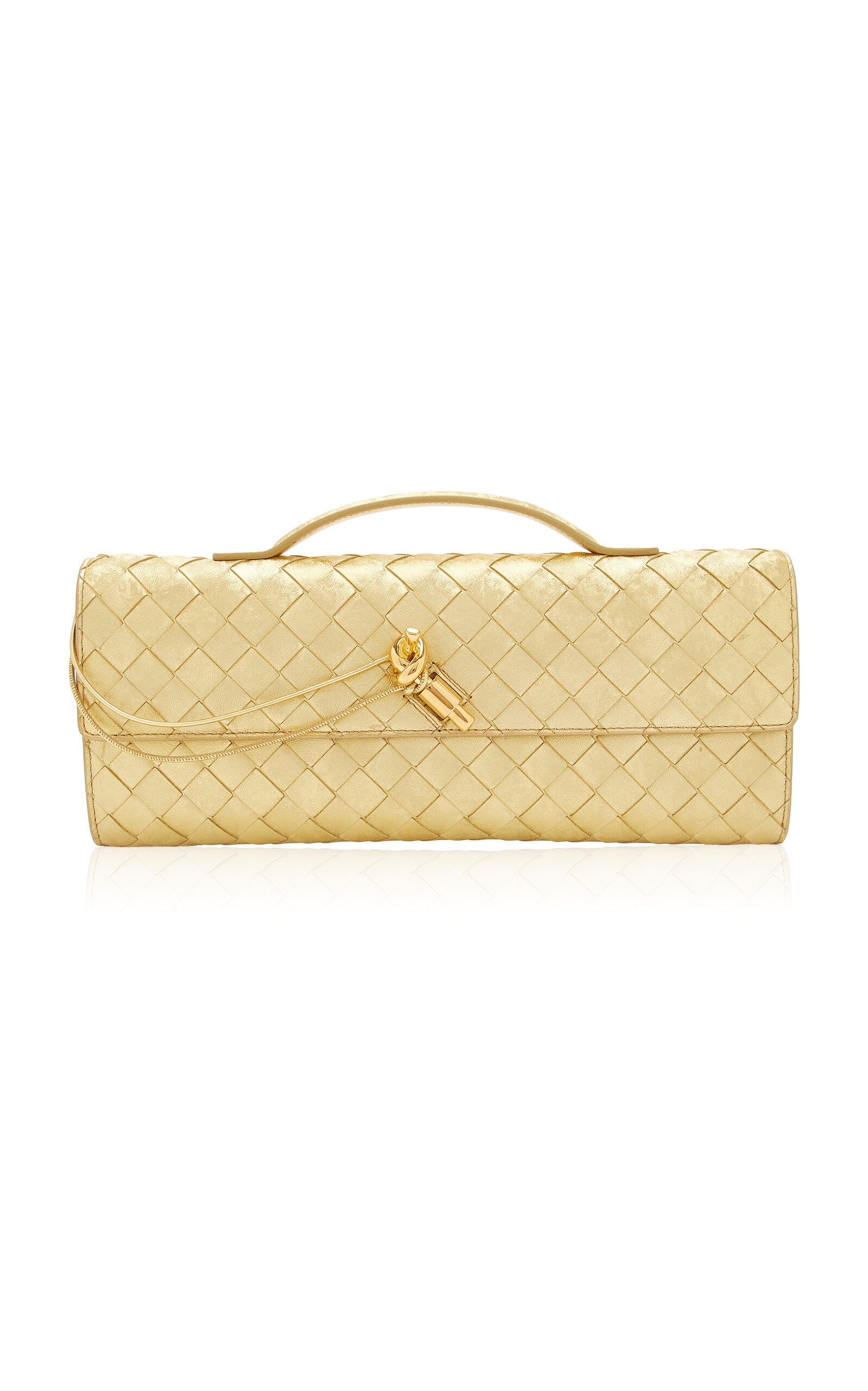 Andiamo Intrecciato Lamina Satin Clutch Bag - Moda Operandi