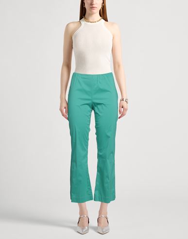 Liviana Conti Woman Pants Emerald green Size 4 Cotton, Polyamide, Elastane