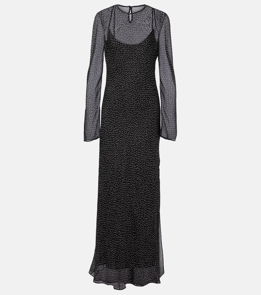 Polka-dot silk maxi dress