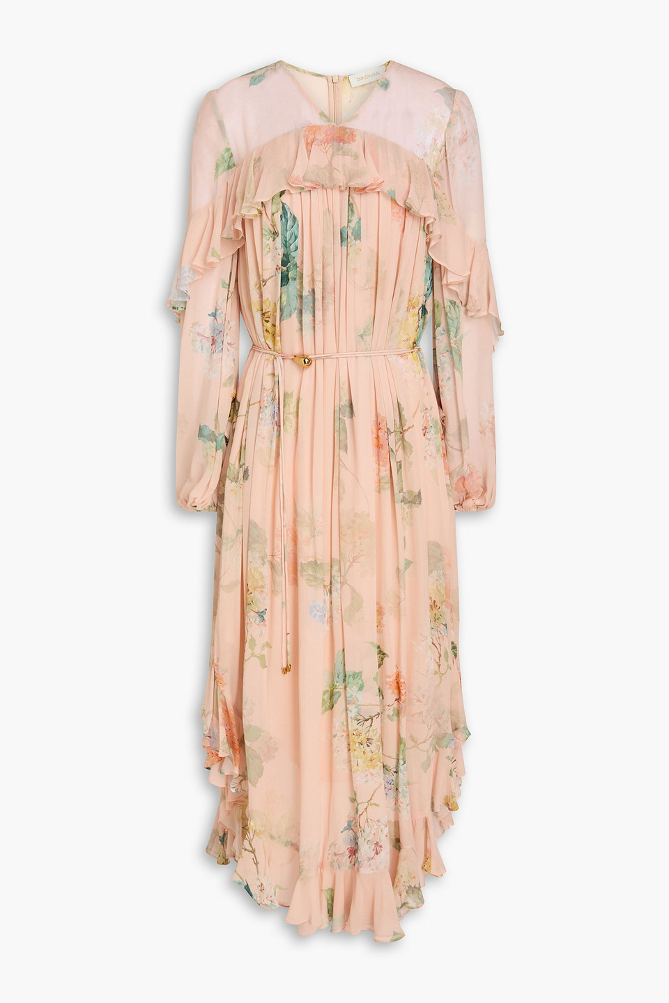 Ruffled floral-print crepe maxi dress - Orange - 1