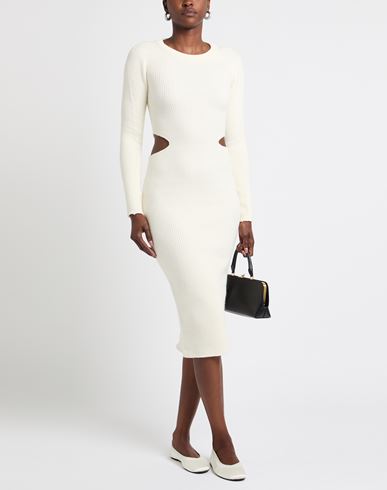 Woman Midi dress Ivory Size L Viscose, Polyester, Polyamide