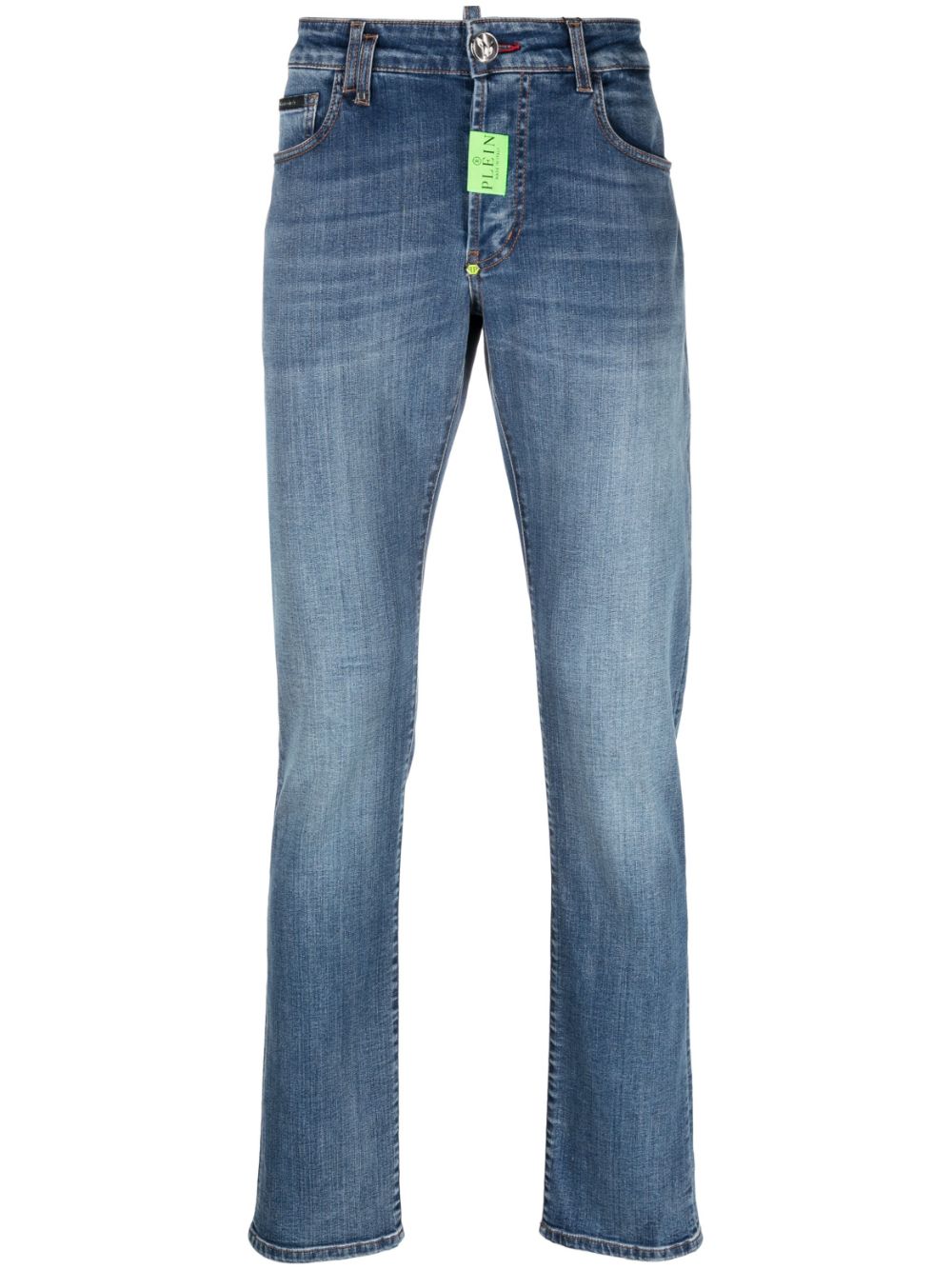 Logo-patch straight-leg jeans - Blue
