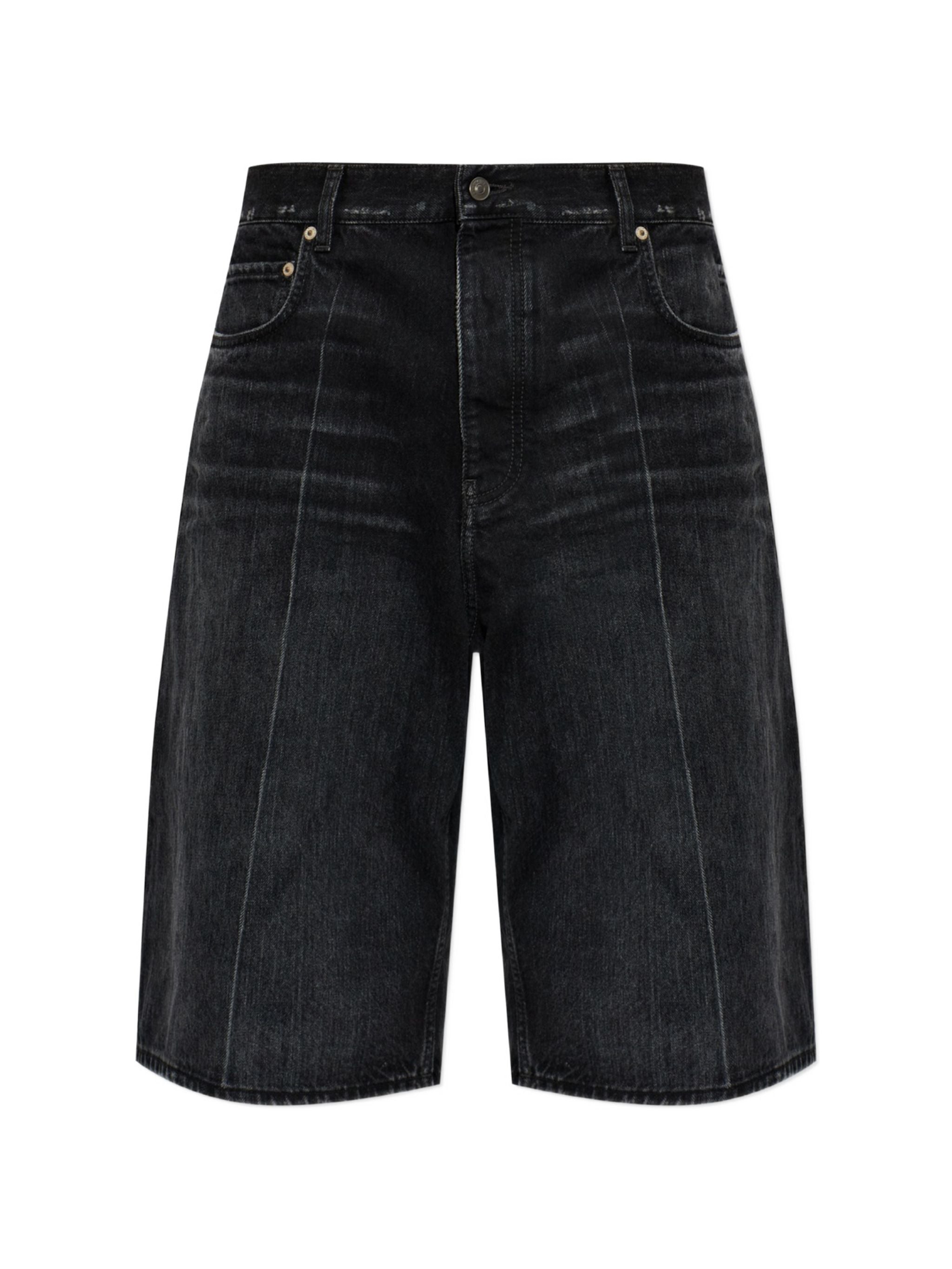 Panelled Distressed-Finish Shorts