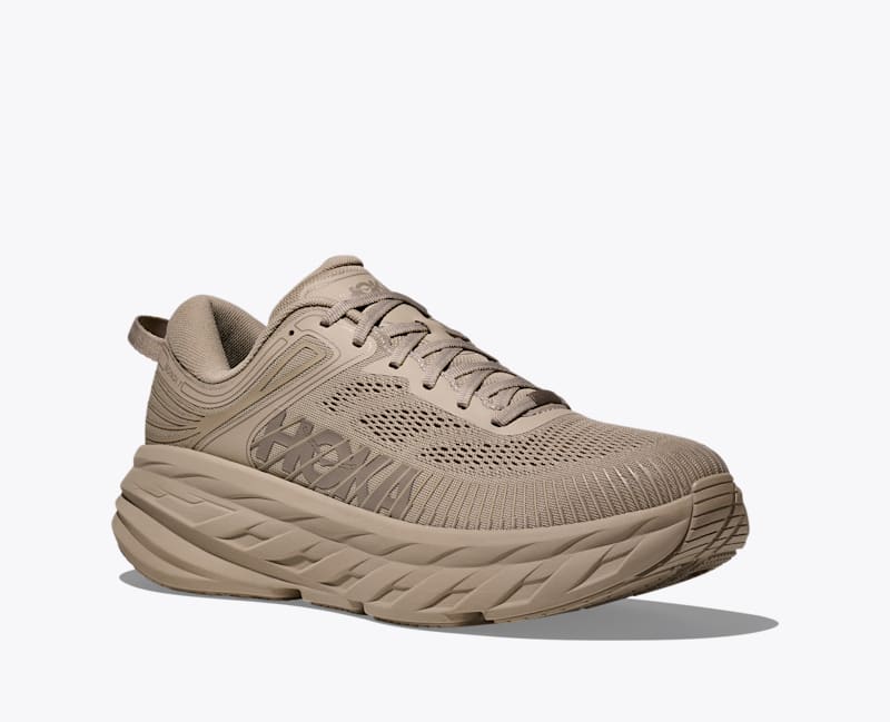 HOKA Men's Bondi 7 Shoes in Raw Linen/Raw Linen
