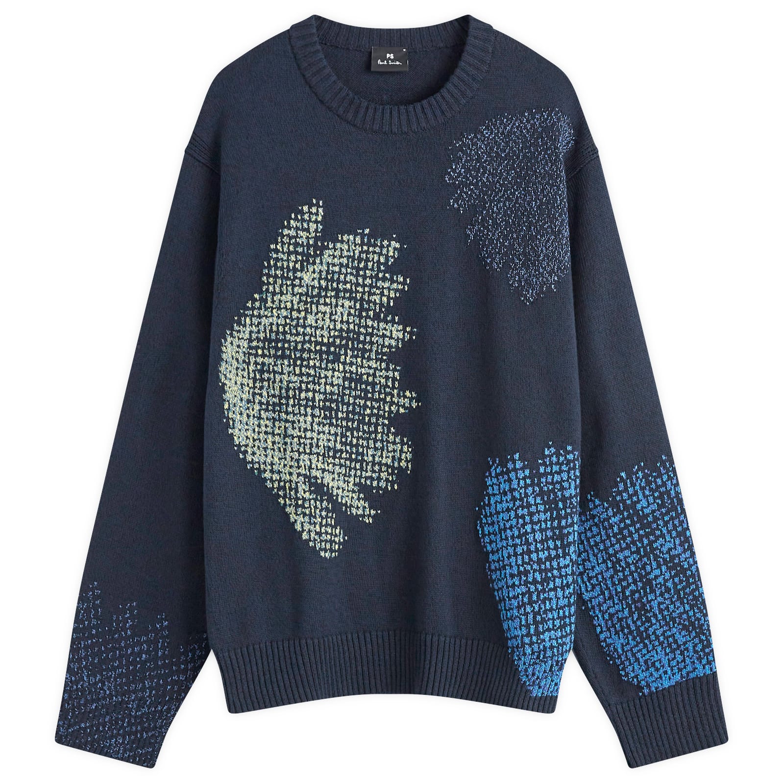 Men's Pixilated Flower Crew Sweater in Navy