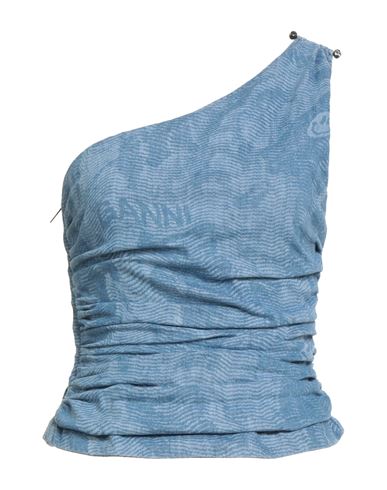 Woman Top Blue Size 12 Cotton, Polyester