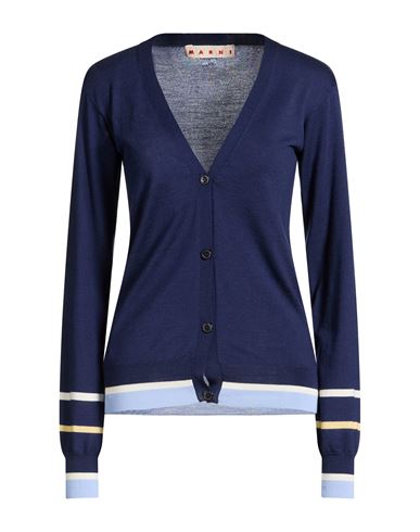 Woman Cardigan Navy Size 4 Virgin Wool, Silk