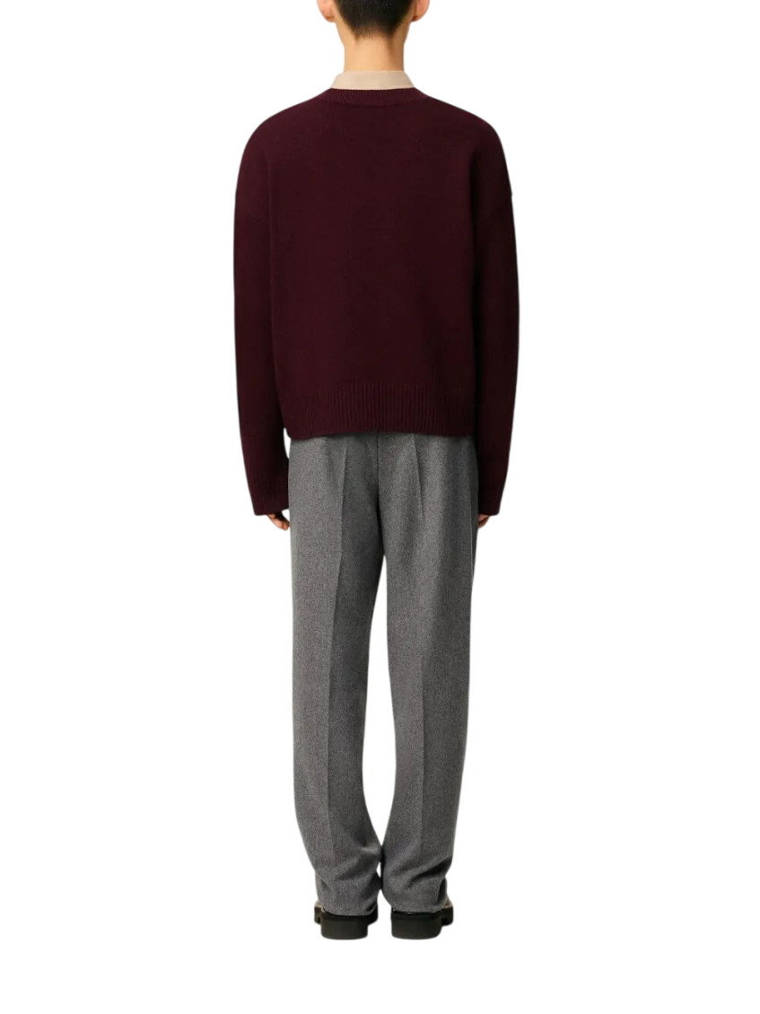 Ami Paris - heart embroidered v-neck sweater