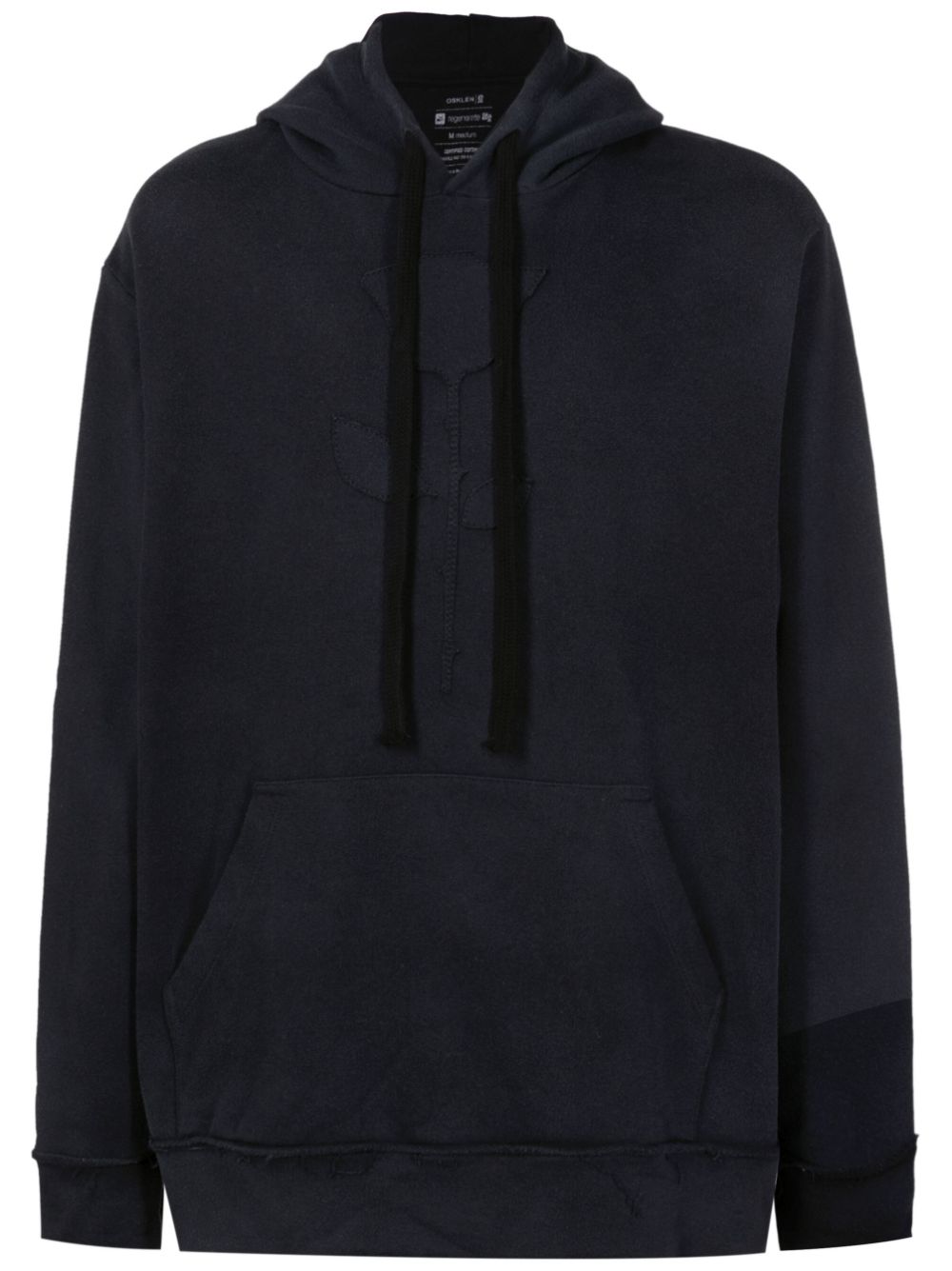 Flower-patch cotton hoodie - Black